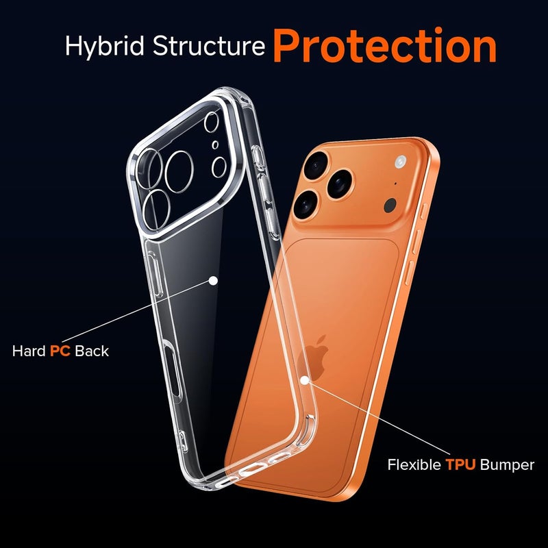 ivoler 3-in-1 Clear Case Designed for iPhone 17 Pro Max 6.9'' 2025 with 2 Pack Tempered Glass Screen Protector, Military Shockproof Hard Back Slim for 17 Pro Max Cover - Clear - Image 4